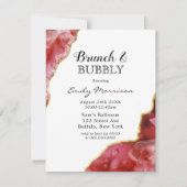 Red and Gold Agate Crystals Brunch & Bubble Kaart (Voorkant)