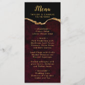 Red and Gold Agate Marble Wedding Menu (Voorkant)