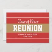 Red and Gold Any Year School Reunion Invitation (Devant)