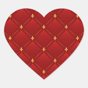 Red and Gold Art Nouveau Pattern Hart Sticker