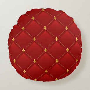 Red and Gold Art Nouveau Rond Kussen