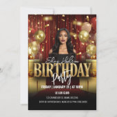 Red and Gold Birthday Party Invitation (Devant)