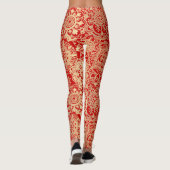 Red and Gold Boho Mandala Pattern Yoga Leggings (Achterkant)