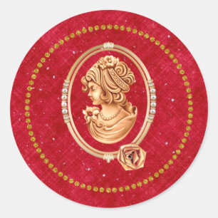 Red and Gold  Cameo Sticker