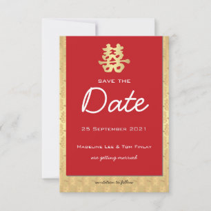 Red and Gold Chinese Wedding Save the Date