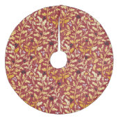 Red and gold christmas holly branches pattern fleece kerstboom rok (Voorkant)
