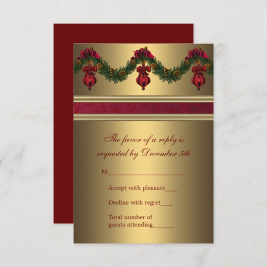 Red and Gold Christmas Party RSVP (Devant / Derrière)