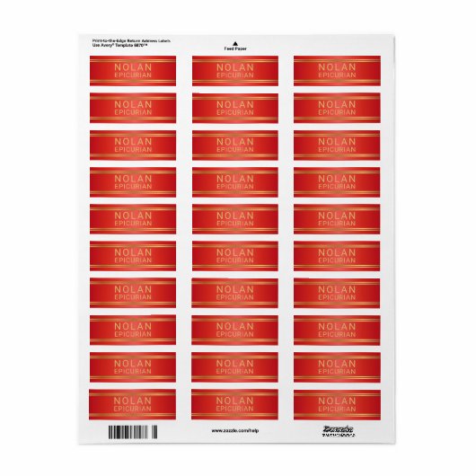Red and Gold Cigar Band Label (Full Sheet)