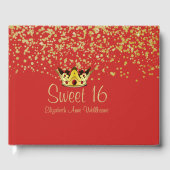 Red and Gold Crown Sweet 16 Guest Book Gastenboek (Voorkant)