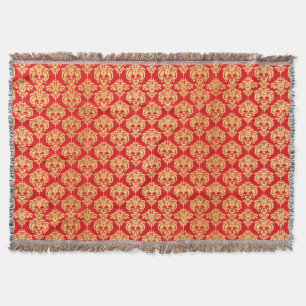 Red and Gold  Damask Patroon Deken