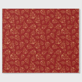 Red and Gold Elegant Christmas Trees Cadeaupapier (Vlak)