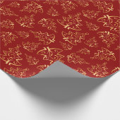 Red and Gold Elegant Christmas Trees Cadeaupapier (Hoek)