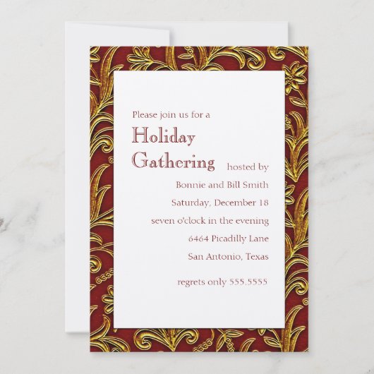 Red and Gold Elegant Holiday Party Invitation (Devant)