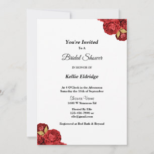 Red and Gold Floral Bridal Shower Kaart