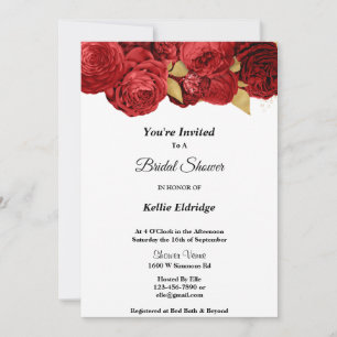 Red and Gold Floral Bridal Shower Kaart