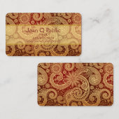 Red and Gold Floral DAMASK Pattern Visitekaartje (Voorkant / Achterkant)