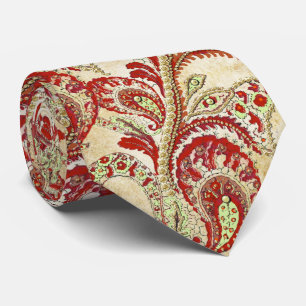 Red and Gold Gatsby Paisley Wedding Stropdas