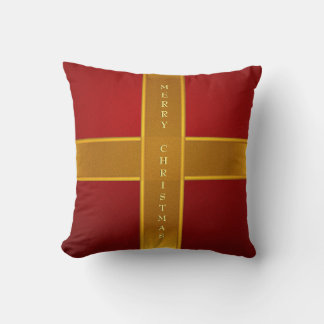 Red and Gold Gift Wrapped Merry Christmas Design Kussen