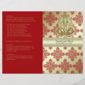 Red and Gold Indian Damask Programme de mariage hi (Devant)