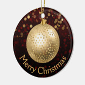 Red and Gold Kerstmis Bauble & Bokeh Keramisch Ornament (Links)