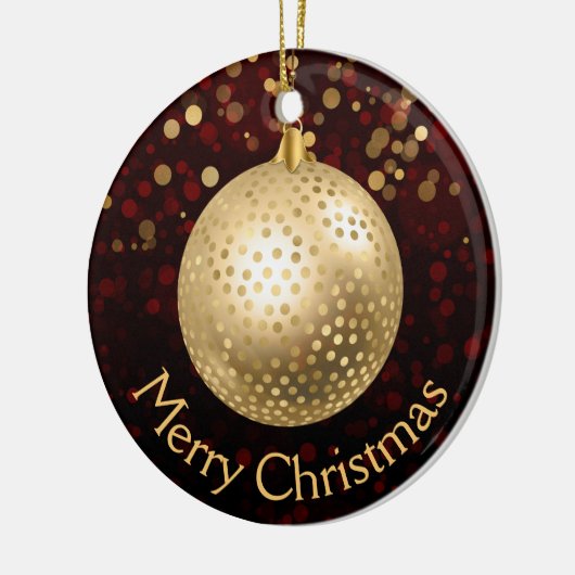 Red and Gold Kerstmis Bauble & Bokeh Keramisch Ornament (Links)