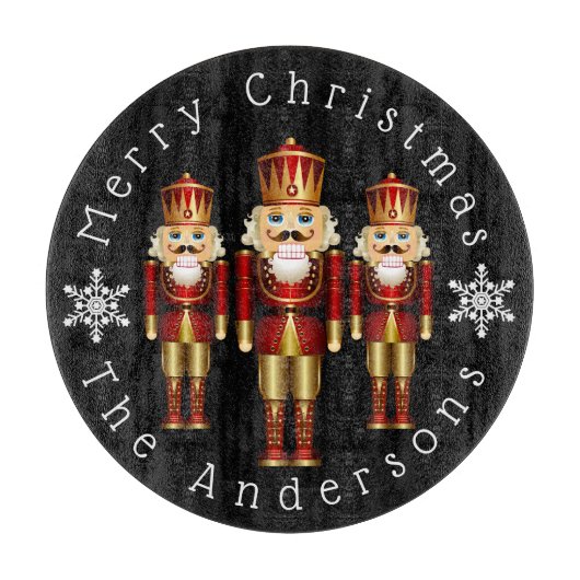 Red and Gold Kerstmis Nutcrackers Personalize Cut Snijplank (Voorkant)