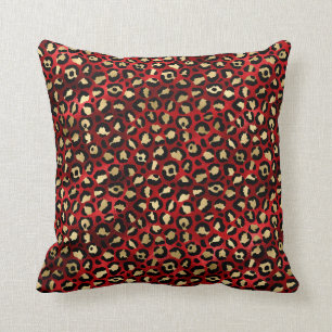 Red and Gold Leopard Print Kussen