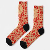 Red and Gold Mandala Pattern Sokken (Links)
