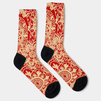 Red and Gold Mandala Pattern Sokken