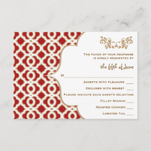 Red and Gold Moroccan Wedding Response Cards RSVP Kaartje