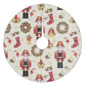 Red and Gold Nutcracker Fleece Kerstboom Rok (Voorkant)