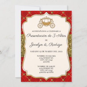 Red and Gold Royal Invitation Kaart