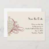 Red and Gold Snowflake Wedding Save the Date (Voorkant / Achterkant)