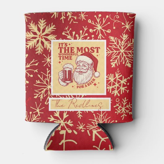 Red and Gold Snowflakes Christmas patterns Blikjeskoeler (Voorkant)