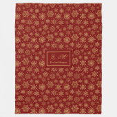 Red and Gold Snowflakes Personalized Christmas Fleece Deken (Voorkant)