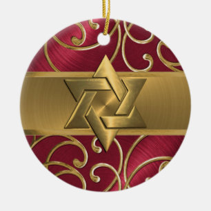 Red and Gold Star van David Ornament
