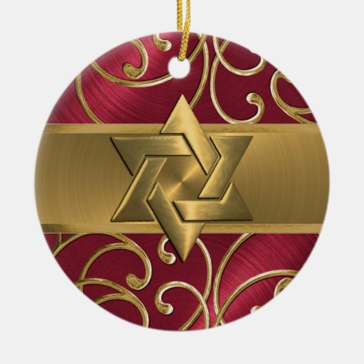 Red and Gold Star van David Ornament (Voorkant)