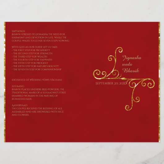 Red and Gold Tassel Programme de mariage hindou (Devant)