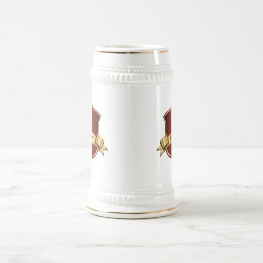 Red and Gold Tone Plaque Best Man Wedding Stein Bierpul (Center)