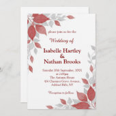 Red and Gray Fall Wedding Invitation (Devant / Derrière)