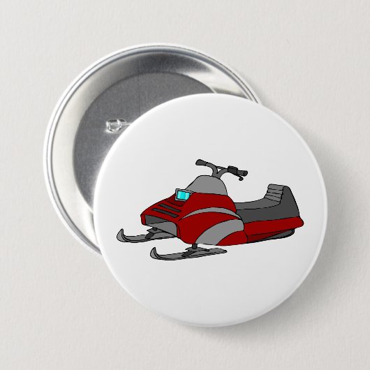 Red and Gray Snowmobile Ronde Button 7,6 Cm (Voorkant /achterkant)