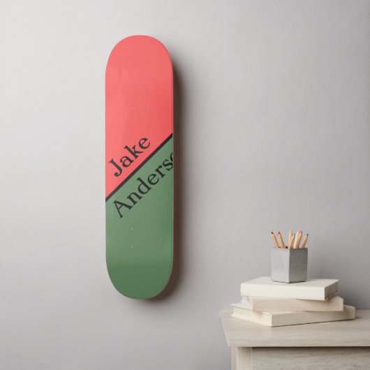 Red and Green 45 Degrees Minimalist Skateboard (Muurkunst)