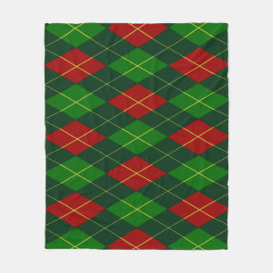 Red and Green Argyle Fleece Blanket Deken