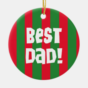 Red and Green Best Dad Keepomwille Ornament