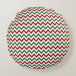 Red and Green Chevron Decorative Throw Pillow Rond Kussen