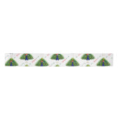 Red and Green Christmas Tree Peacock Pattern Lint (Voorkant)