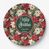 Red and Green Christmas Wreath Chic Paper Plates  Papieren Bordje (Voorkant)