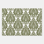Red and Green Classic Damask Pattern Christmas Inpakpapier Vel (Voorkant 3)