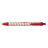 Red and Green Diagonal Pinstripes Monogram Zwarte Inkt Pen (Achterkant)