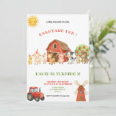 RED AND GREEN FARM BIRTHDAY PARTY INVITATION (Debout devant)